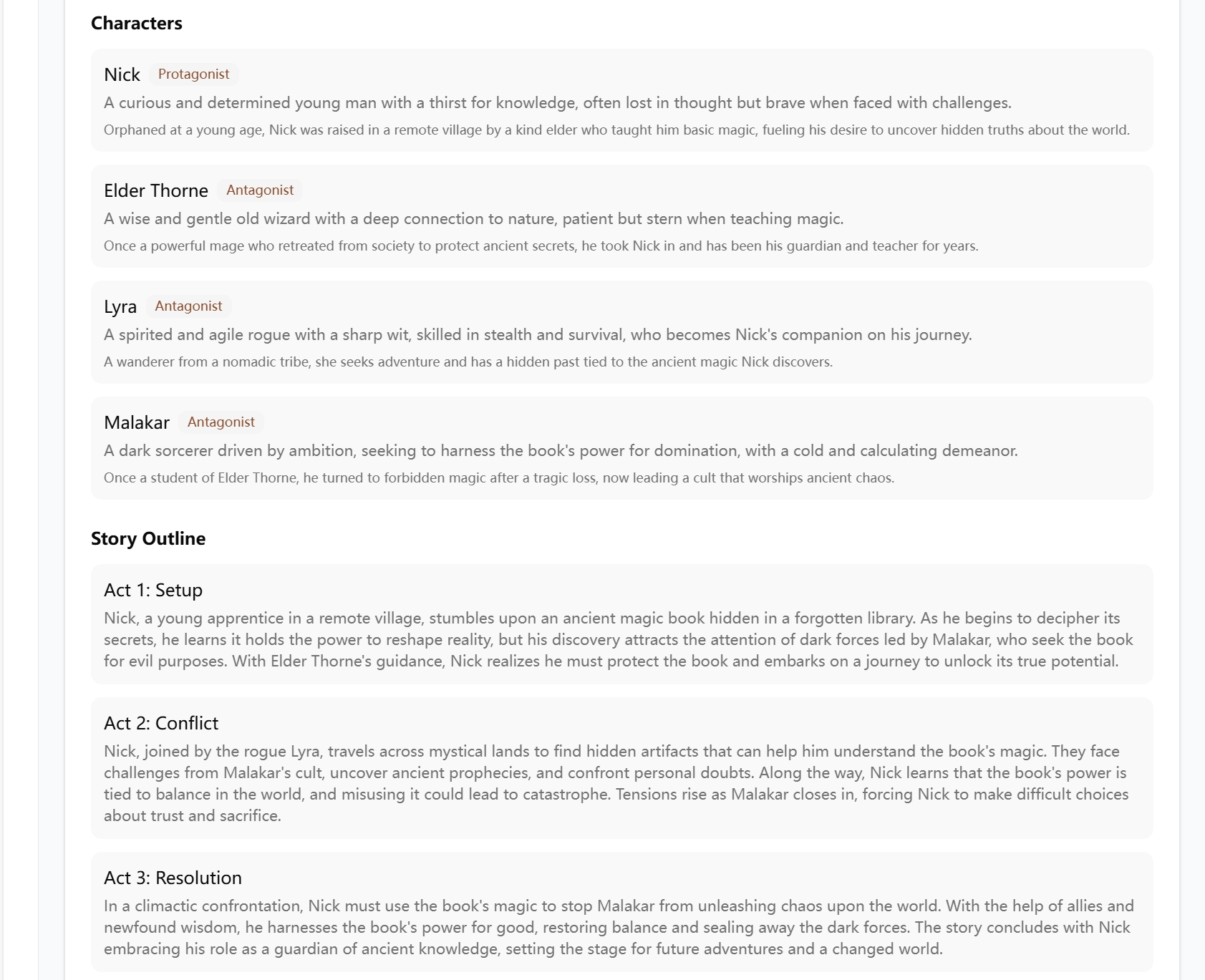 AI Story Generator sample result 3